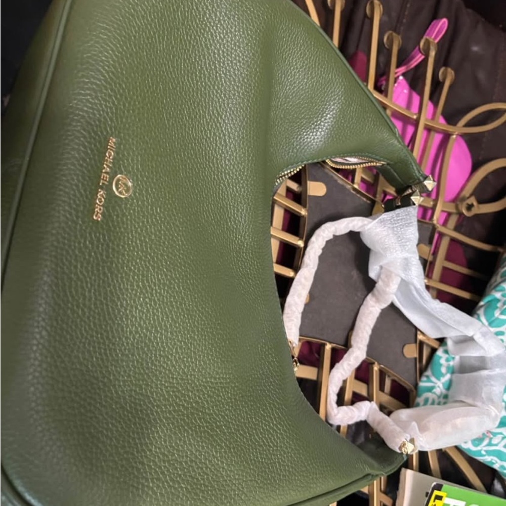 Michael Kors Green Hobo Bag with Gold Hardware
